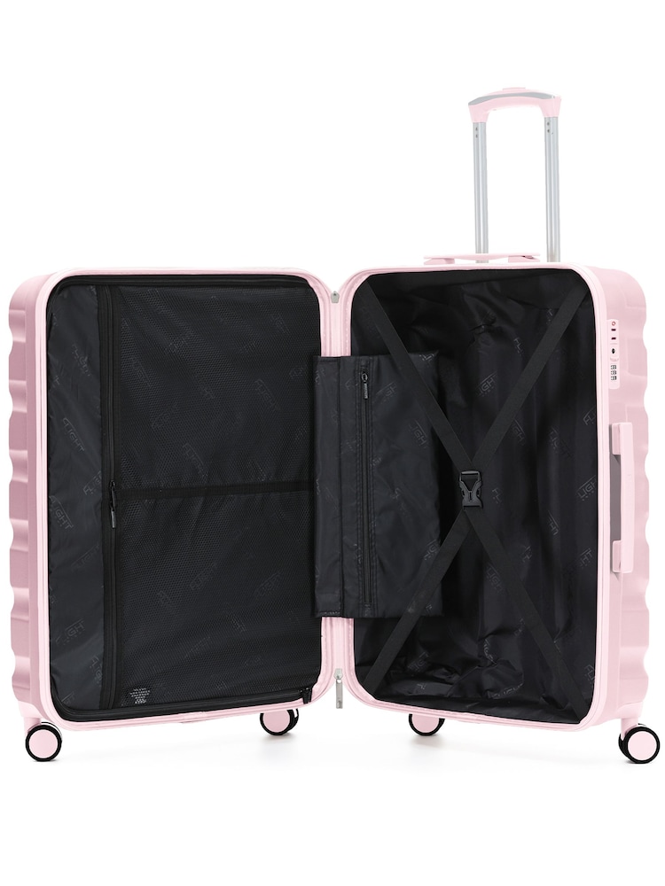Flight Knight Light Pink 8 Wheel ABS Hard Case Hold Suitcase - Image 4 of 4 Flight Knight Light Pink 8 Wheel ABS Hard Case Hold Suitcase - Image 4 of 4