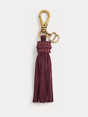 Lauren Ralph Lauren Suede Studded Tassle Bag Charm - Immagine 1 di 2