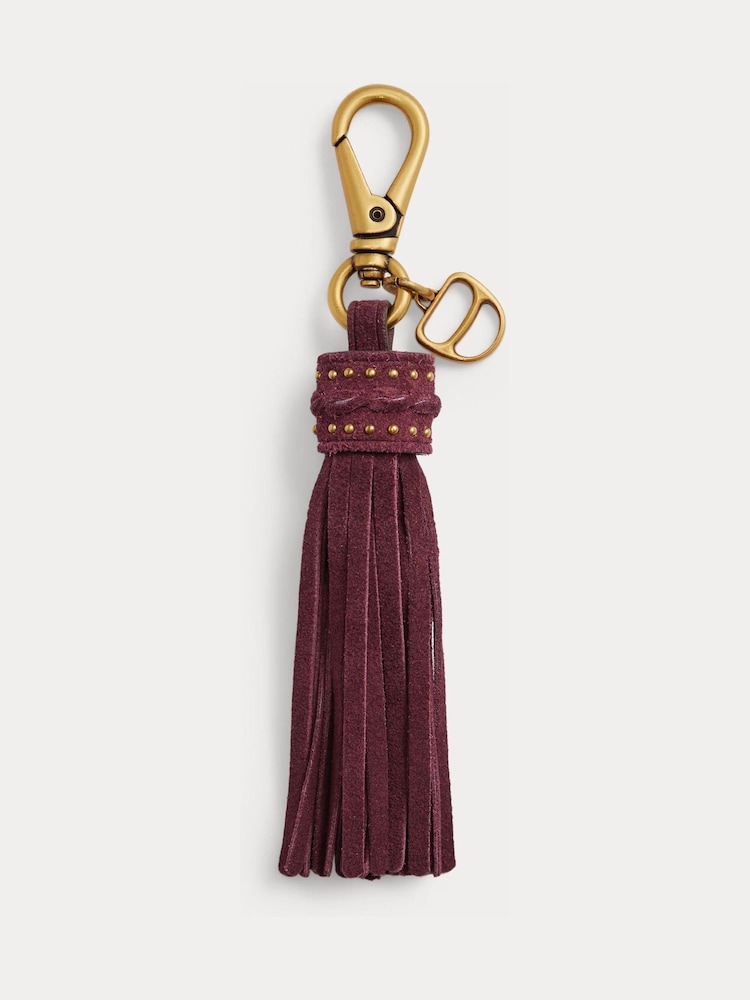 Lauren Ralph Lauren Suede Studded Tassle Bag Charm - Immagine 1 di 2