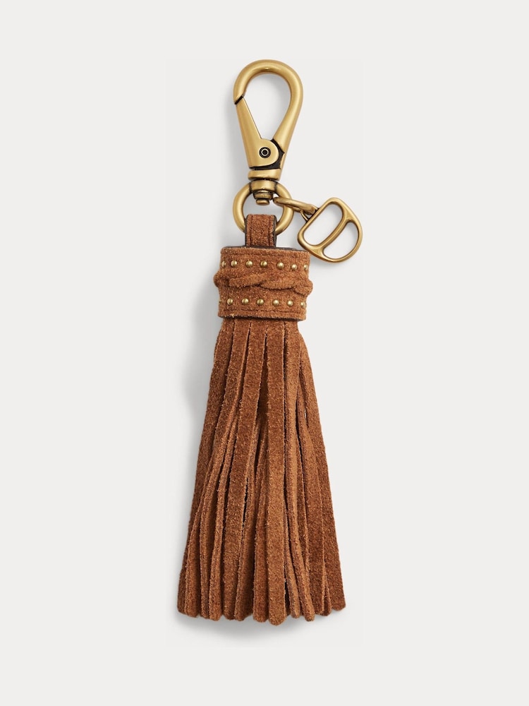 Lauren Ralph Lauren Suede Studded Tassle Bag Charm - Immagine 1 di 2