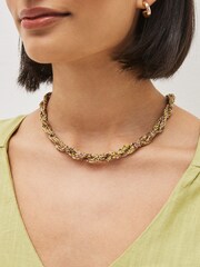 Lime Green Twisted Beaded Short Necklace - Image 1 of 3