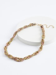 Lime Green Twisted Beaded Short Necklace - Image 2 of 3