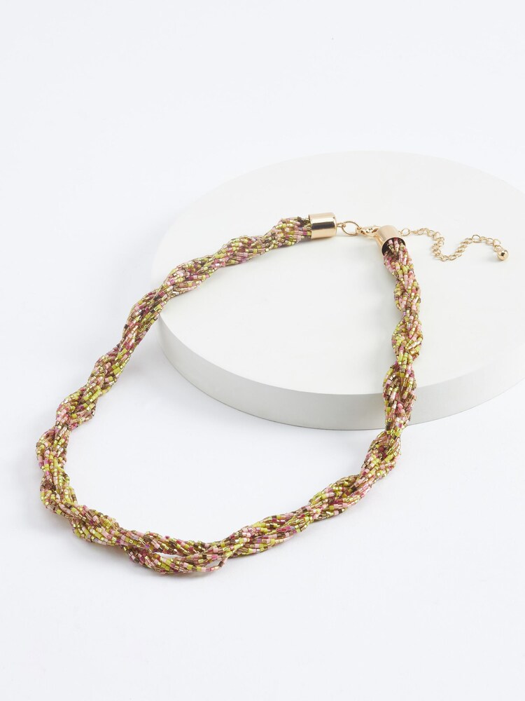 Lime Green Twisted Beaded Short Necklace - Image 2 of 3