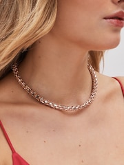 Rose Gold Tone Sparkle Tube Short Necklace - Image 1 of 4
