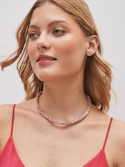Rose Gold Tone Sparkle Tube Short Necklace - Image 2 of 4