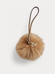 Lauren Ralph Lauren Brown Small Faux Fur Pom Pom Bag Charm - Image 1 of 2