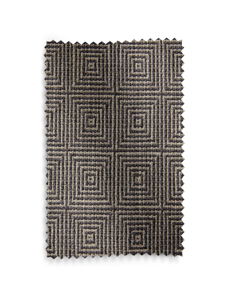 Black/White Monochrome Woven Geometric Wave Header Lined Curtains - Image 6 of 6