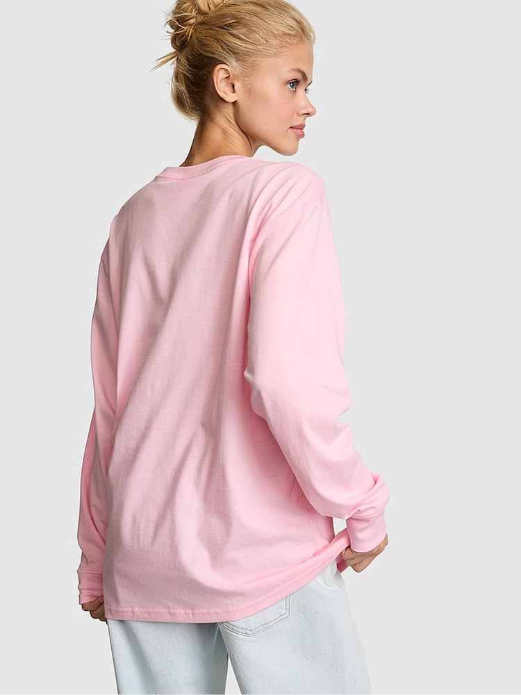Victoria's Secret Pink Coconut Pink Logo Cotton Long Sleeve T-Shirt - Image 2 of 2