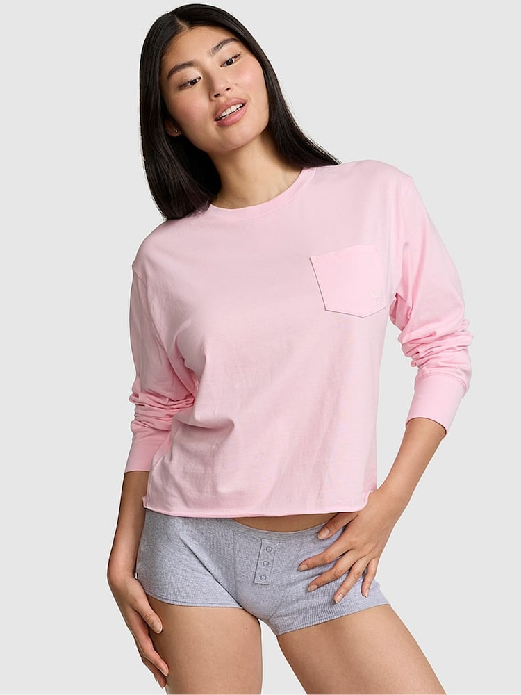 Victoria's Secret Pink Coconut Pink Cotton Long Sleeve T-Shirt - Image 1 of 2
