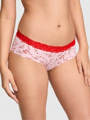 Victoria's Secret Pink Coconut Pink Bows Hipster Lace Trim Knickers - Image 1 of 2