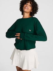 Victoria's Secret Pink Dark Garden Green Tartan Cotton Long Sleeve T-Shirt - Image 2 of 2
