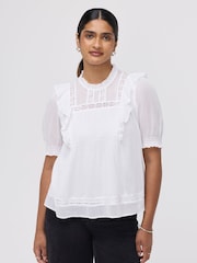 Finery White Jolin Puff Sleeve Cotton Top - Image 1 of 4