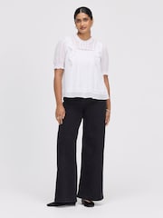 Finery White Jolin Puff Sleeve Cotton Top - Image 2 of 4