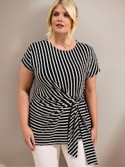 Live Unlimited Blue Stripe Jersey Side Tie Top - Image 1 of 5