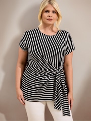Live Unlimited Blue Stripe Jersey Side Tie Top - Image 3 of 5