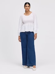 Finery White Jennie Shirred Long Sleeve Cotton Top - Image 2 of 4