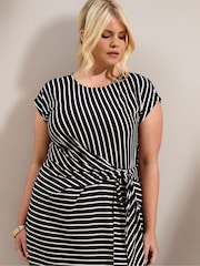 Live Unlimited Blue Petite Stripe Jersey Side Tie Maxi Dress - Image 2 of 6