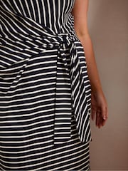 Live Unlimited Blue Petite Stripe Jersey Side Tie Maxi Dress - Image 3 of 6