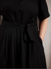 Live Unlimited Black Cotton Poplin Short Sleeve Maxi Shirtdress - Image 5 of 6