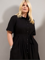 Live Unlimited Black Cotton Poplin Short Sleeve Maxi Shirtdress - Image 6 of 6