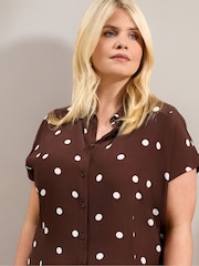 Live Unlimited Brown Polka Dot Print Midaxi Shirt Dress - Image 6 of 6