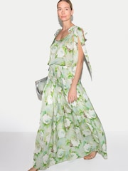 Jigsaw Green Sketch Rose Tie Maxi Dress - Image 4 of 5