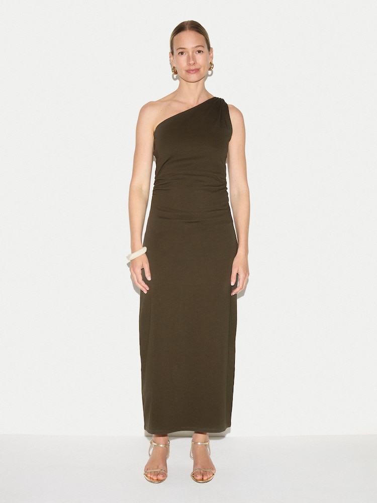 Jigsaw Green One Shoulder Jersey Dress - Image 1 of 4 Jigsaw Green One Shoulder Jersey Dress - Image 1 of 4