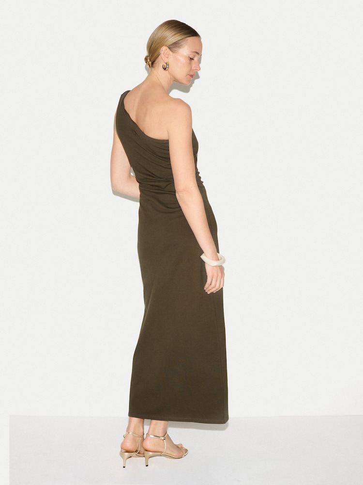 Jigsaw Green One Shoulder Jersey Dress - Image 2 of 4 Jigsaw Green One Shoulder Jersey Dress - Image 2 of 4
