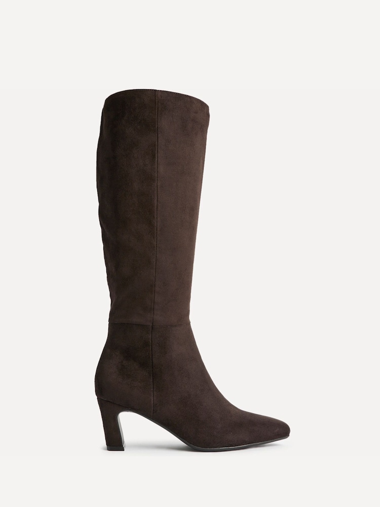 Linzi Brown Suede Signature Block Heeled High Leg Boots - Image 2 of 5 Linzi Brown Suede Signature Block Heeled High Leg Boots - Image 2 of 5