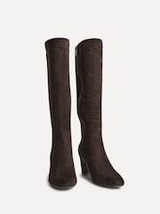 Linzi Brown Suede Signature Block Heeled High Leg Boots - Image 3 of 5