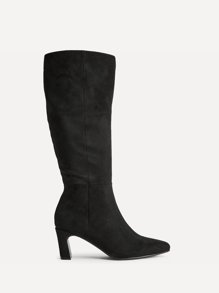Linzi Black Suede Signature Block Heeled High Leg Boots - Image 2 of 5 Linzi Black Suede Signature Block Heeled High Leg Boots - Image 2 of 5