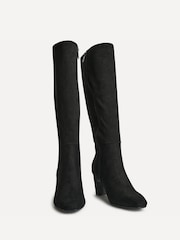 Linzi Black Suede Signature Block Heeled High Leg Boots - Image 3 of 5