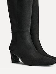 Linzi Black Suede Signature Block Heeled High Leg Boots - Image 4 of 5