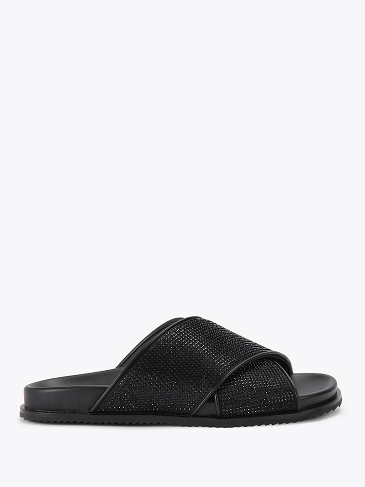 Kurt Geiger London Black Fabric Footbed Sandals - Image 1 of 4 Kurt Geiger London Black Fabric Footbed Sandals - Image 1 of 4