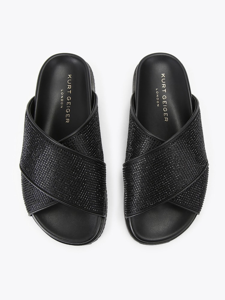 Kurt Geiger London Black Fabric Footbed Sandals - Image 2 of 4 Kurt Geiger London Black Fabric Footbed Sandals - Image 2 of 4