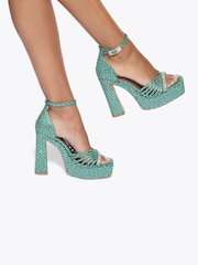Kurt Geiger London Green Crystal Strap Platform Sandals - Image 1 of 5