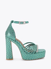 Kurt Geiger London Green Crystal Strap Platform Sandals - Image 2 of 5