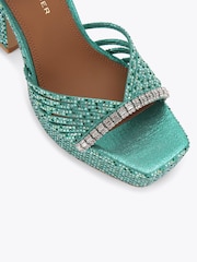 Kurt Geiger London Green Crystal Strap Platform Sandals - Image 4 of 5