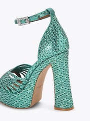 Kurt Geiger London Green Crystal Strap Platform Sandals - Image 5 of 5