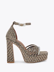 Kurt Geiger London Cream Crystal Strap Platform Sandals - Image 2 of 5