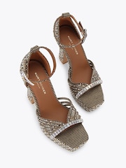 Kurt Geiger London Cream Crystal Strap Platform Sandals - Image 3 of 5
