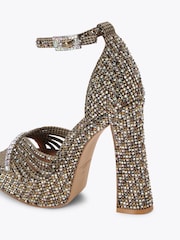 Kurt Geiger London Cream Crystal Strap Platform Sandals - Image 5 of 5