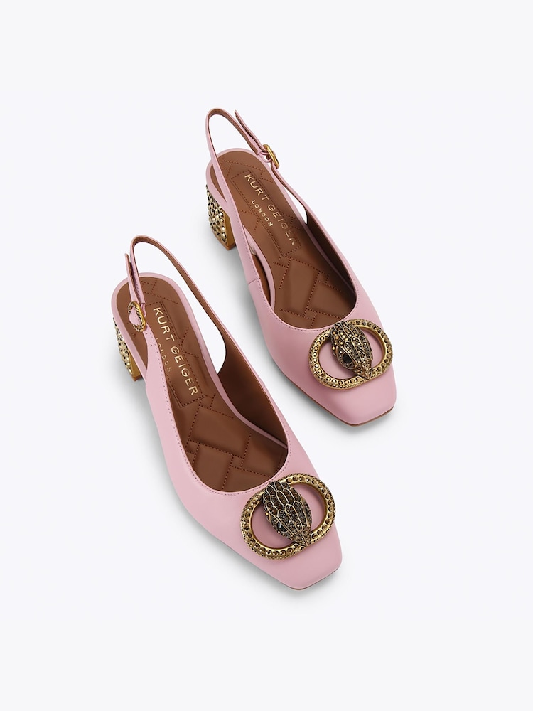 Kurt Geiger London Pink Chelsea Block Slingback Shoes - Image 2 of 4 Kurt Geiger London Pink Chelsea Block Slingback Shoes - Image 2 of 4