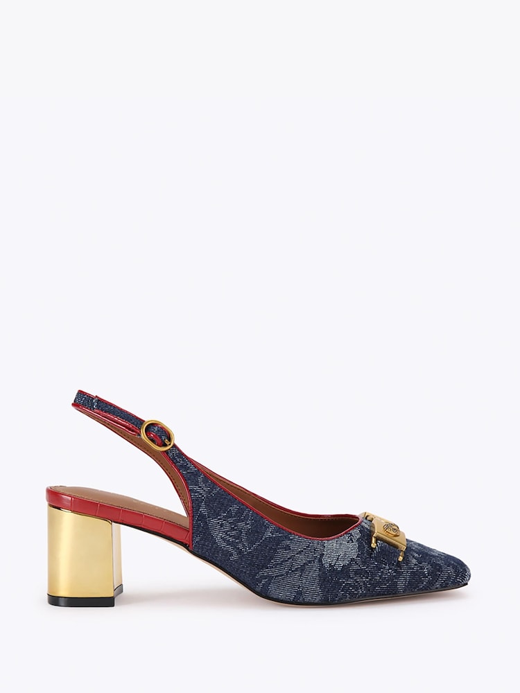 Kurt Geiger London Blue Kingsley Block Sling Sandals - Image 1 of 5 Kurt Geiger London Blue Kingsley Block Sling Sandals - Image 1 of 5