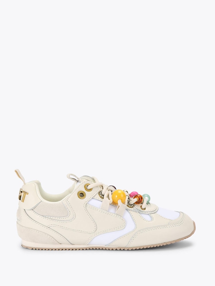 Kurt Geiger London Cream Kurt Bead Slim Runner Shoes - Image 1 of 5 Kurt Geiger London Cream Kurt Bead Slim Runner Shoes - Image 1 of 5