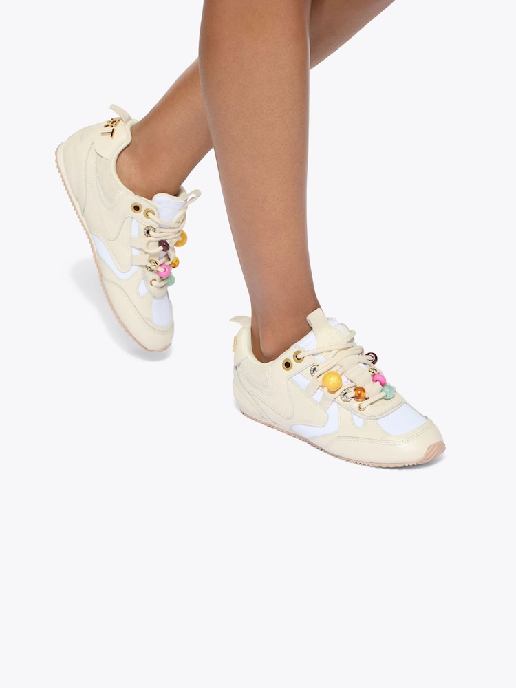 Kurt Geiger London Cream Kurt Bead Slim Runner Shoes - Image 2 of 5 Kurt Geiger London Cream Kurt Bead Slim Runner Shoes - Image 2 of 5