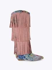 Kurt Geiger London Blue Western Fringe Pull On Boots - Image 1 of 4