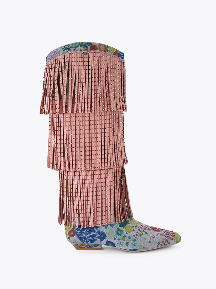 Kurt Geiger London Blue Western Fringe Pull On Boots - Image 1 of 4