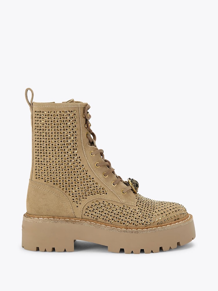 Kurt Geiger London Brown Chelsea Perf Boots - Image 1 of 4 Kurt Geiger London Brown Chelsea Perf Boots - Image 1 of 4