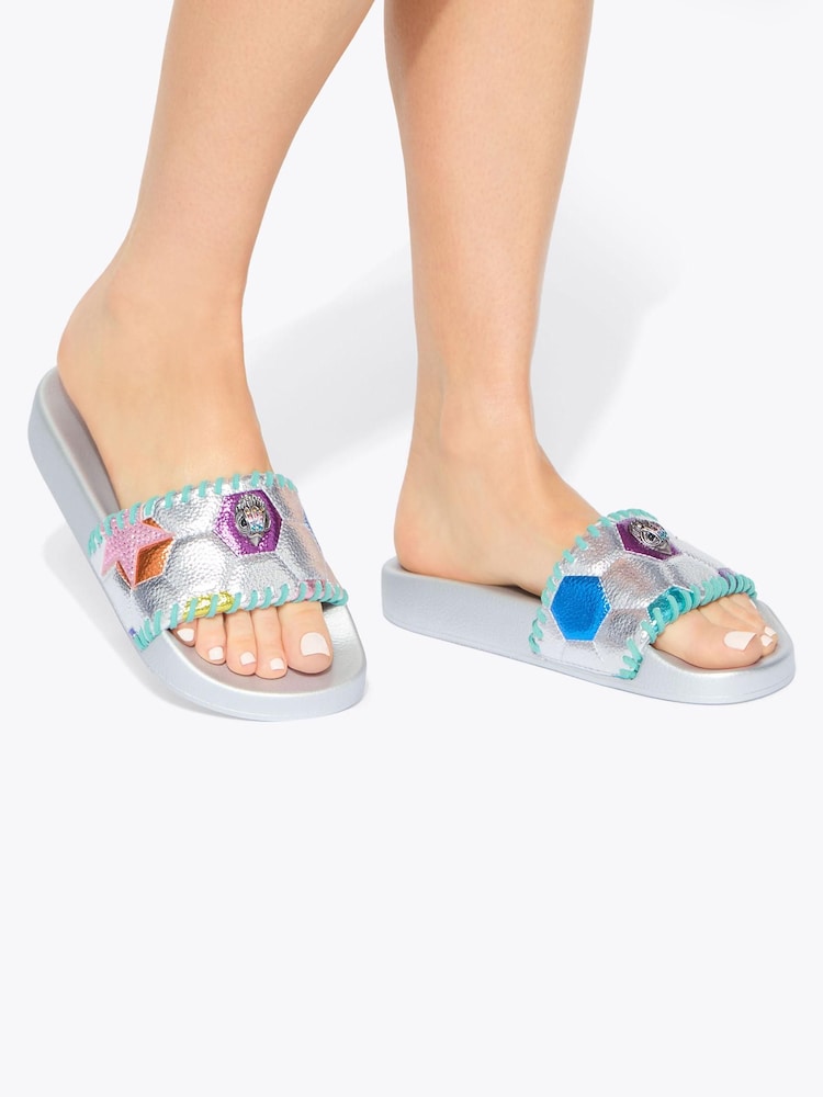 Kurt Geiger London Pink Meena Eagle Footy Sandals - Image 2 of 5